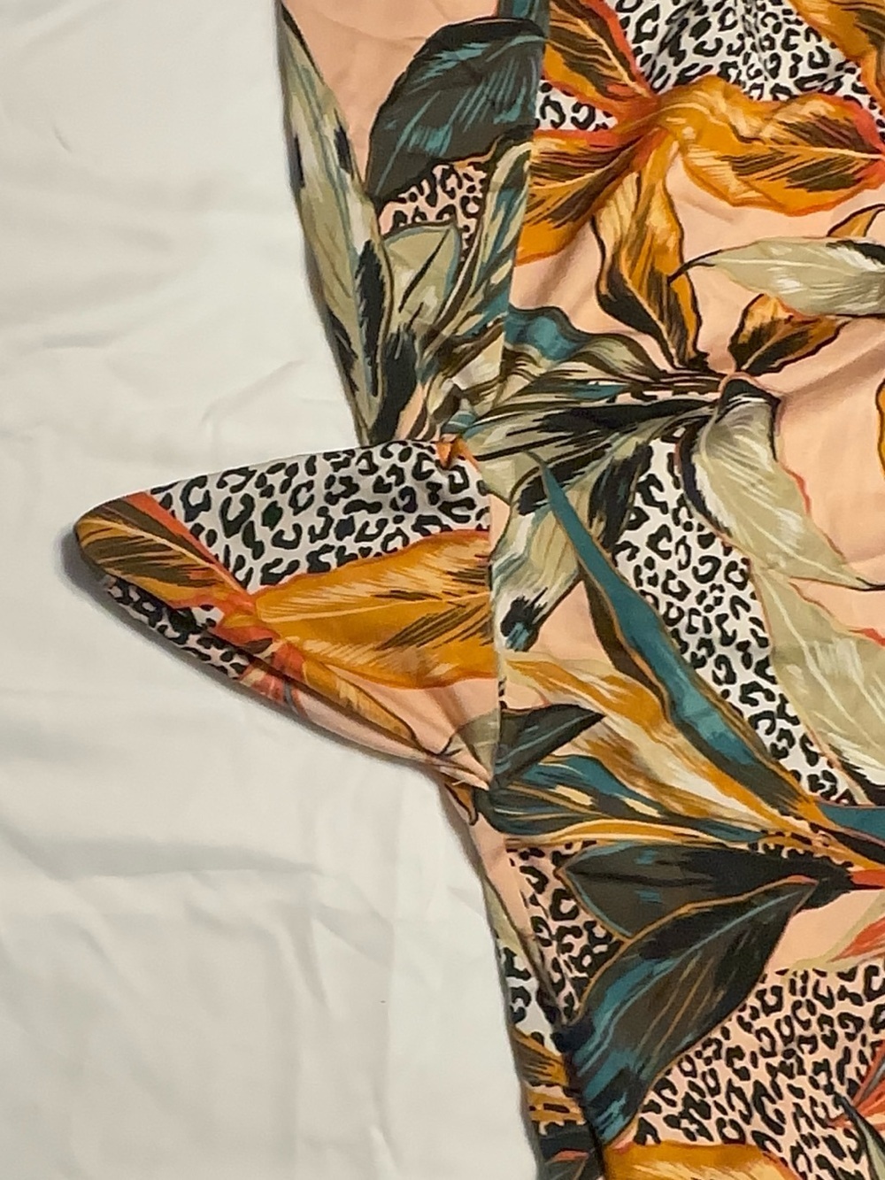 Nicole Miller Tropical Botanical Leopard Print Open Back Long Sleeve Dress Large - Picture 6 of 9